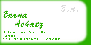 barna achatz business card